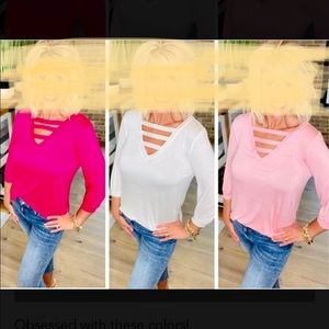 Hot pink lightweight caged neck puff sleeve top